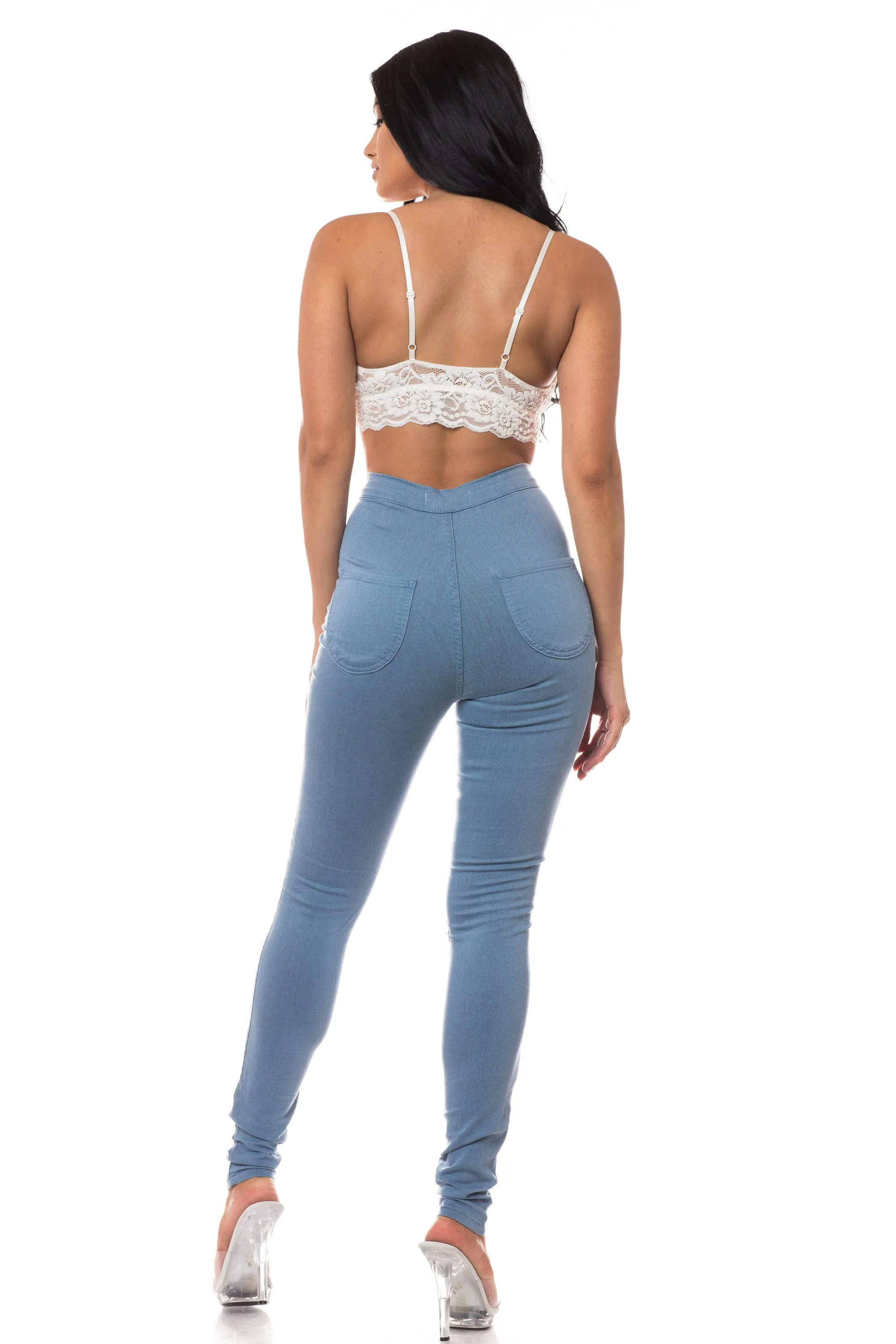 1166 Women's Super High Waisted Color Skinny Jeans