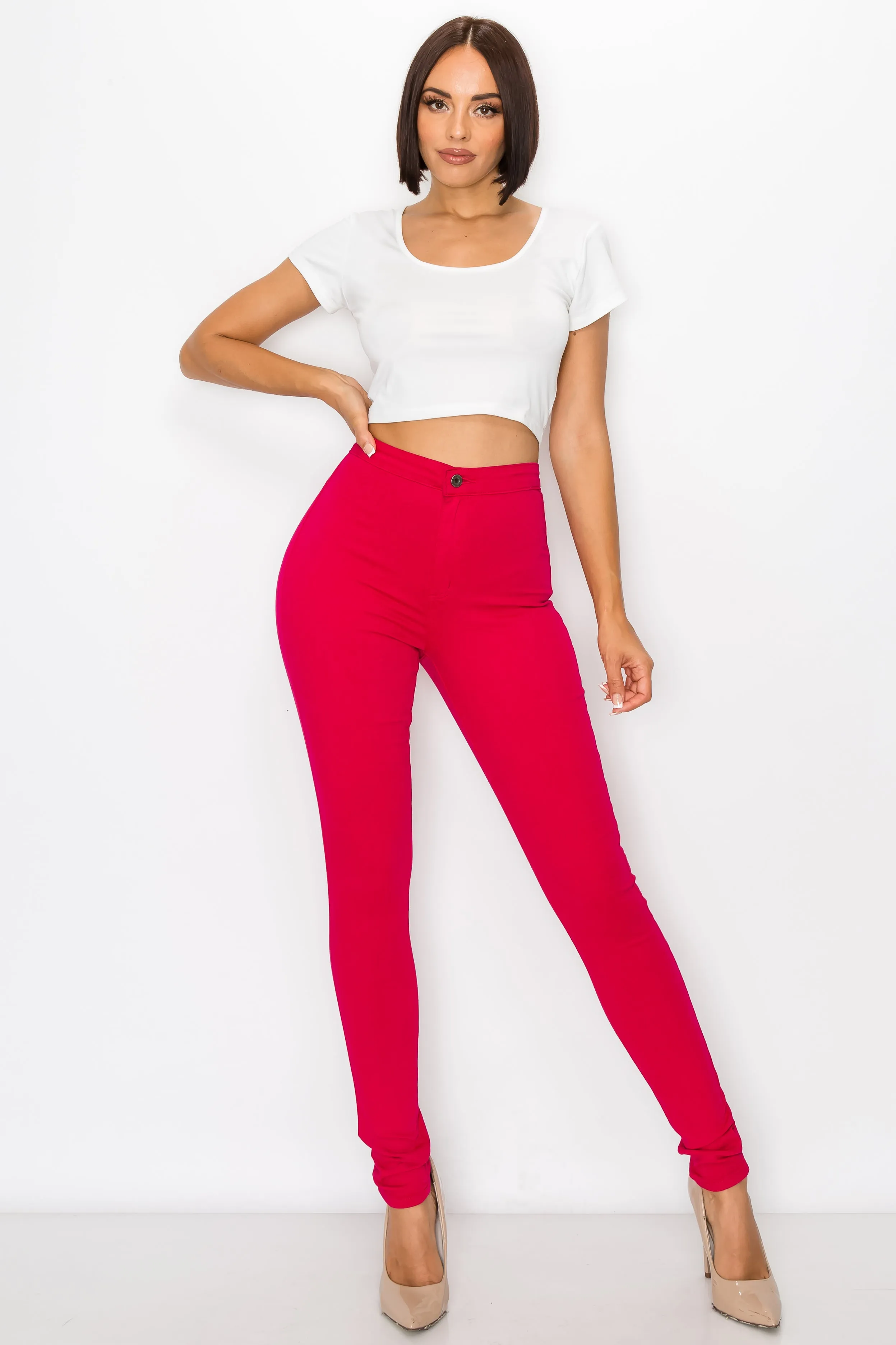 1166 Women's Super High Waisted Color Skinny Jeans