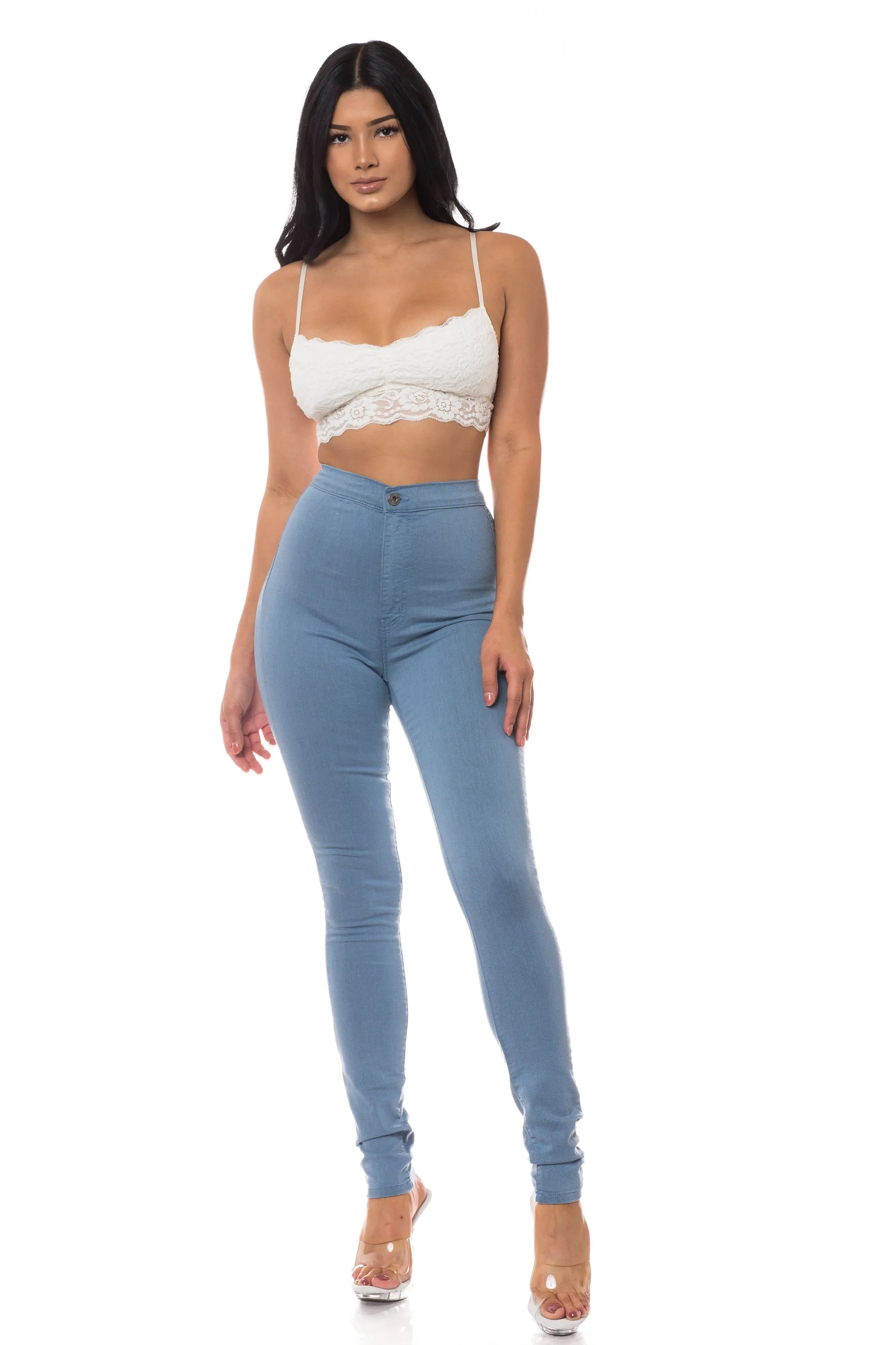 1166 Women's Super High Waisted Color Skinny Jeans