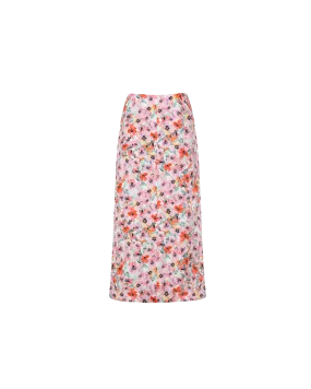 ALLEGRA LINEN SKIRT PANSY FLORAL