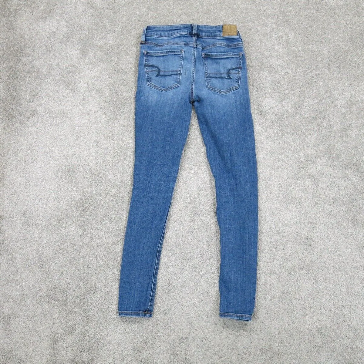 American Eagle Women Super Skinny Jeans Mid Rise Pockets Blue Size 4 Regular