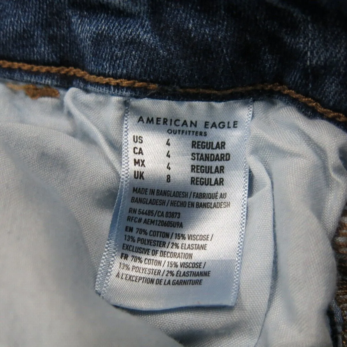 American Eagle Women Super Skinny Jeans Mid Rise Pockets Blue Size 4 Regular