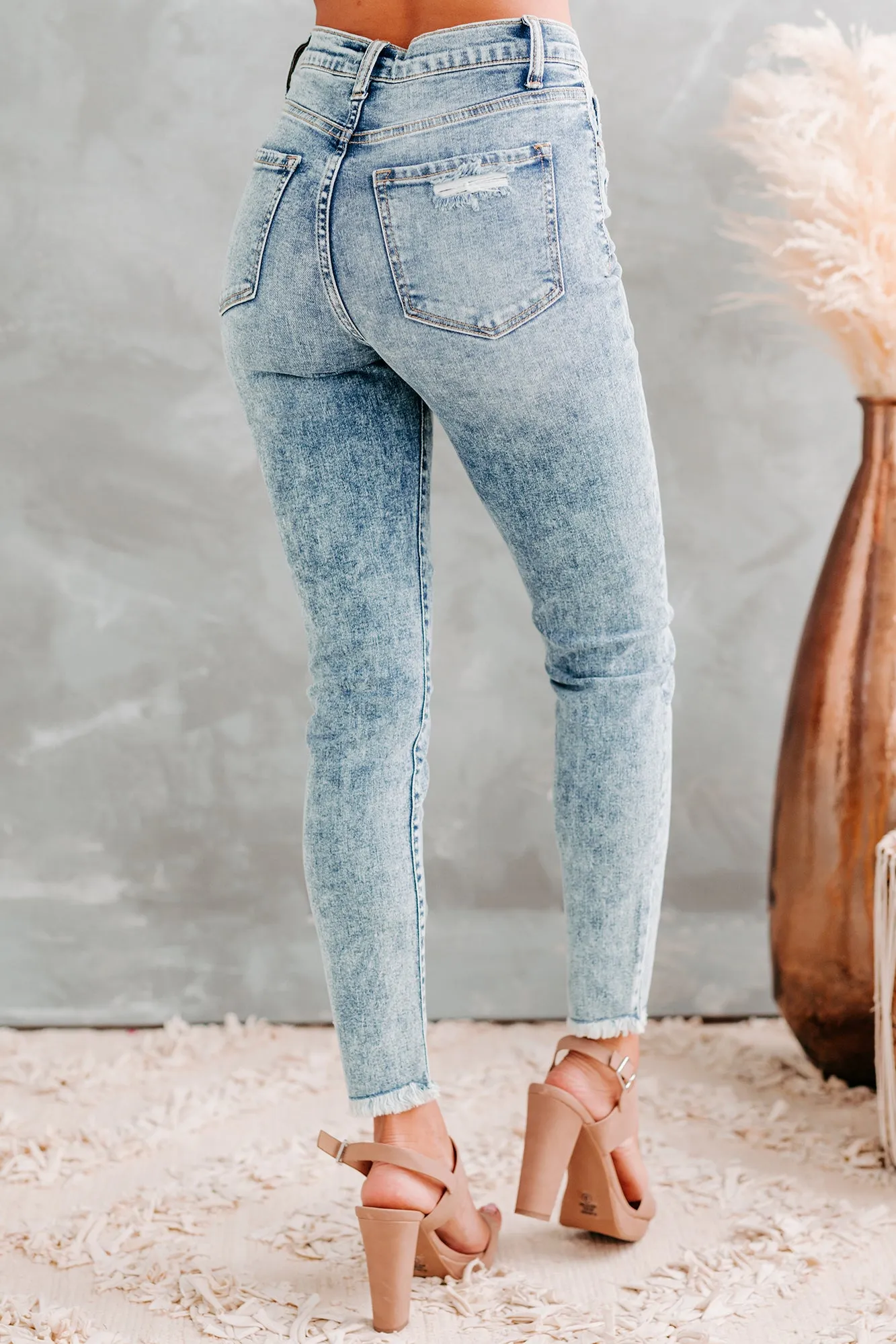 Beginner's Luck Sneak Peek High-Rise Acid Wash Skinny Jeans (Medium Light)