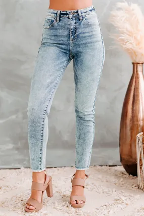 Beginner's Luck Sneak Peek High-Rise Acid Wash Skinny Jeans (Medium Light)