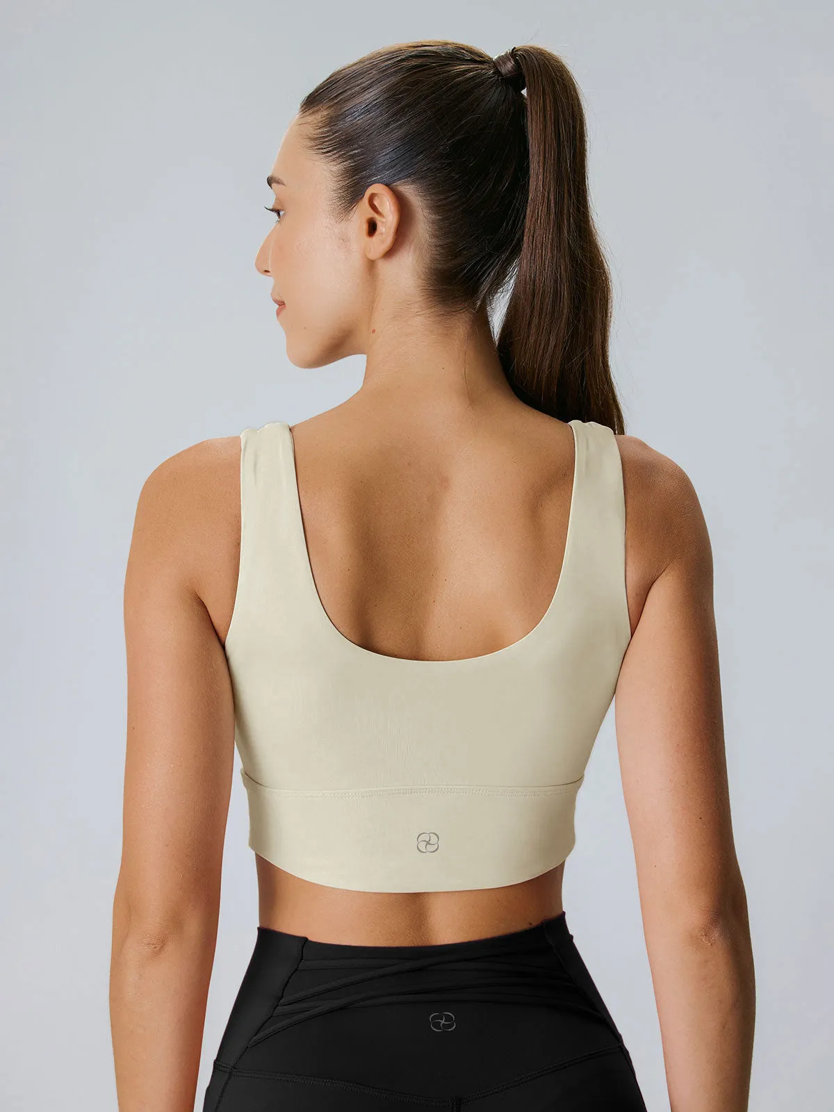 Beige U-Neck Tank Top--Light Support