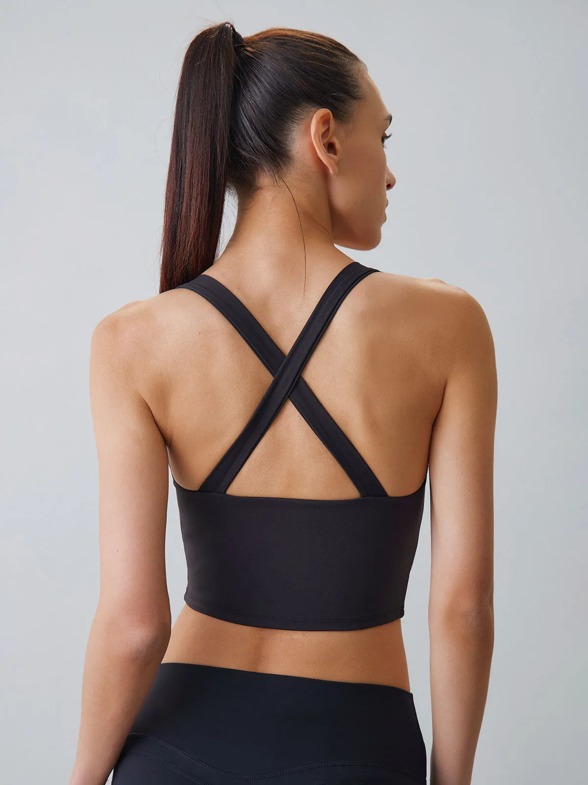 Black Twist X Cross Cami Top - Light Support