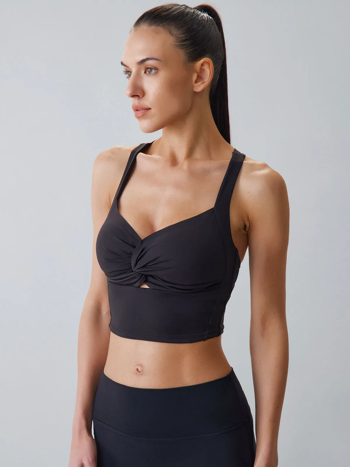 Black Twist X Cross Cami Top - Light Support