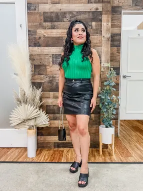 Cargo Mini Leather Skirt