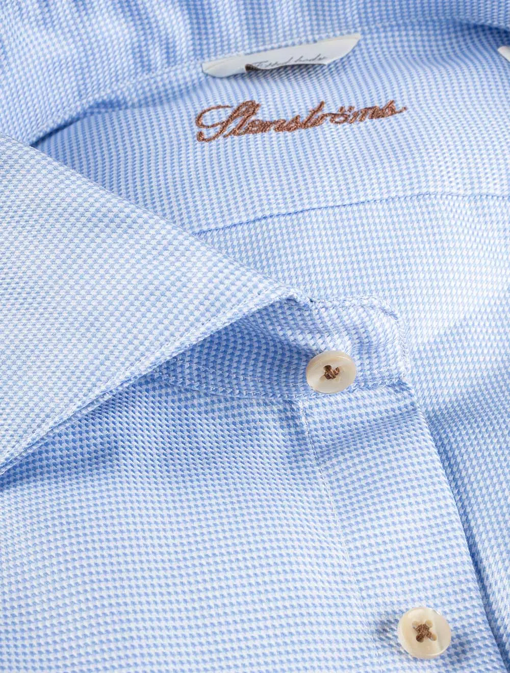 Casual Fitted Houndstooth Shirt Blue