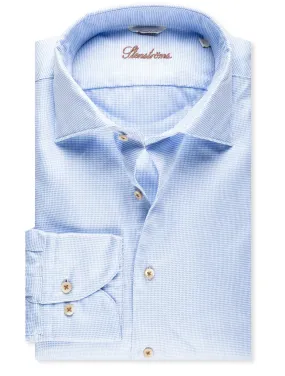 Casual Fitted Houndstooth Shirt Blue