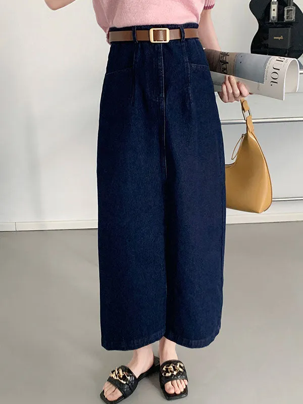 Casual High Waisted Split-Front Denim Skirts