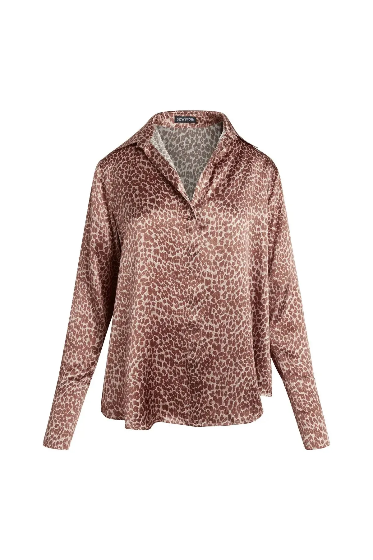 Catherine Gee Daria French Cuff Silk Blouse | Elegant Leopard