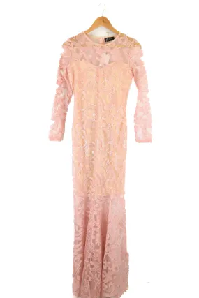 Club London Pink Bodycon Long Sleeve Formal Maxi Dress 12