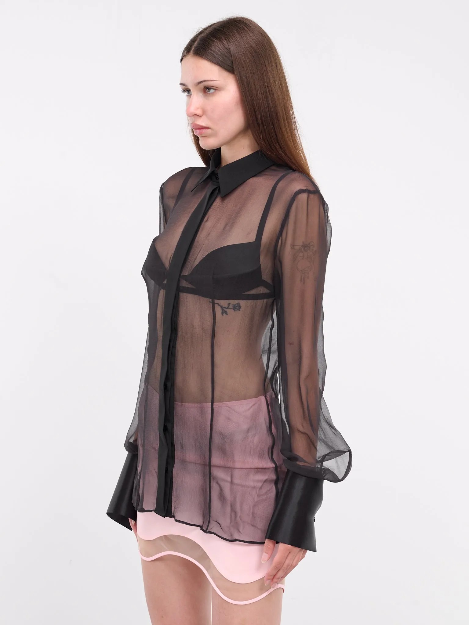 Fitted Sheer Shirt (SHT026-BLACK)