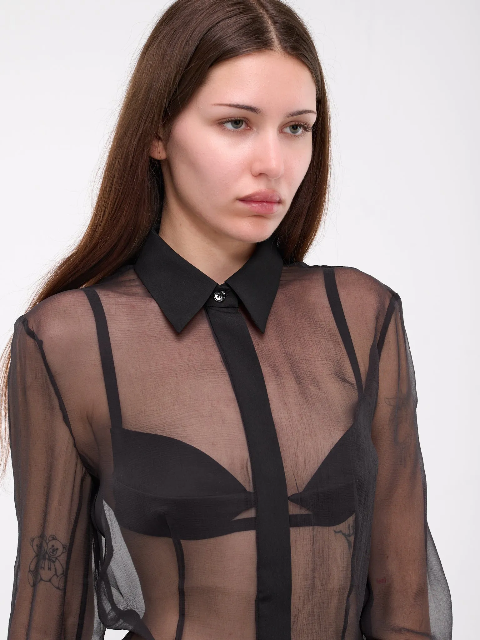 Fitted Sheer Shirt (SHT026-BLACK)