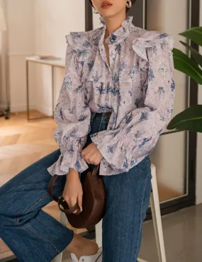 FLORAL BLOUSE FLARE CUFF