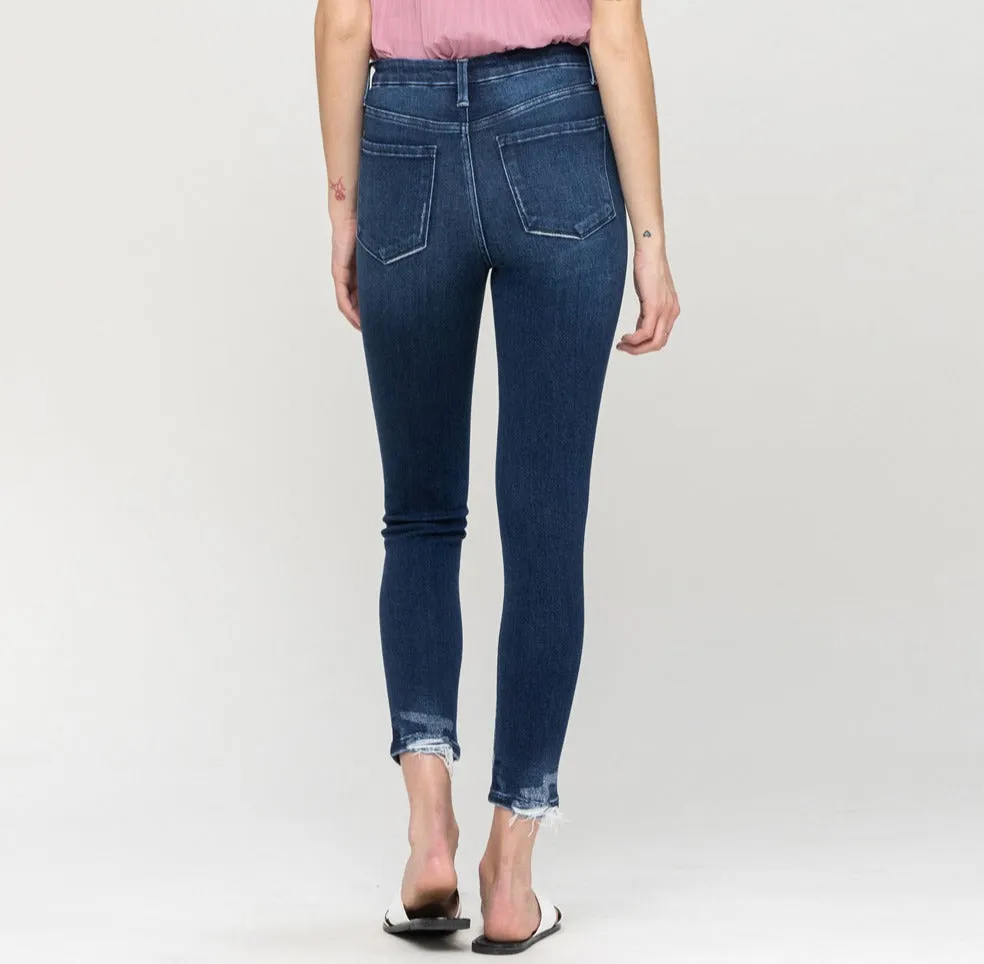 flying monkey: high rise seamless waistband ankle skinny jean - chance