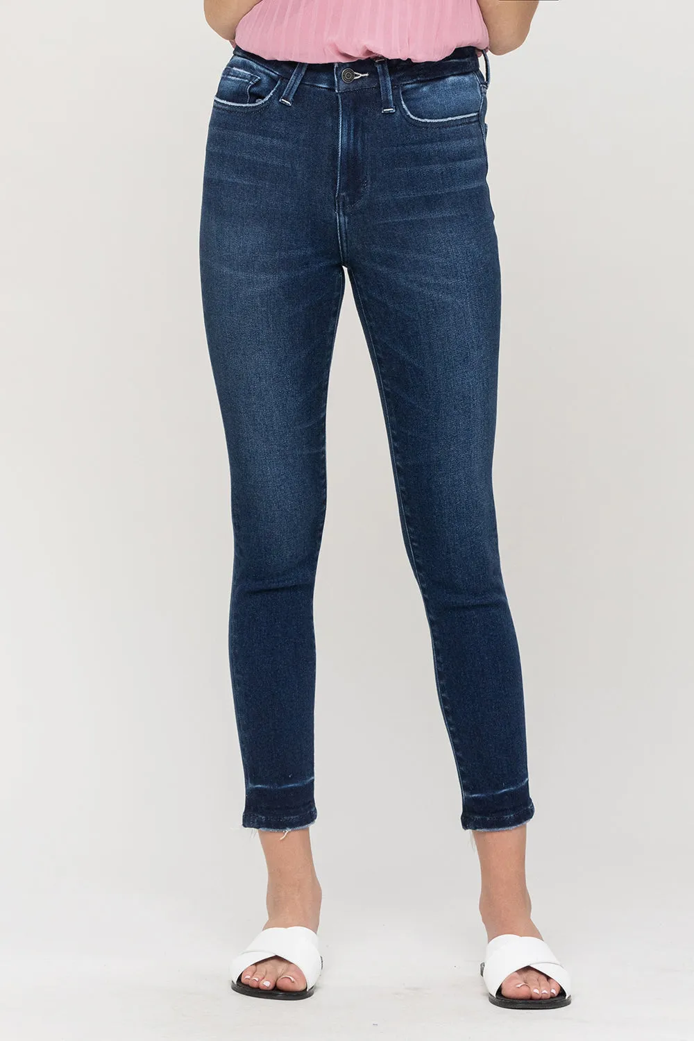 flying monkey: high rise seamless waistband ankle skinny jean - chance