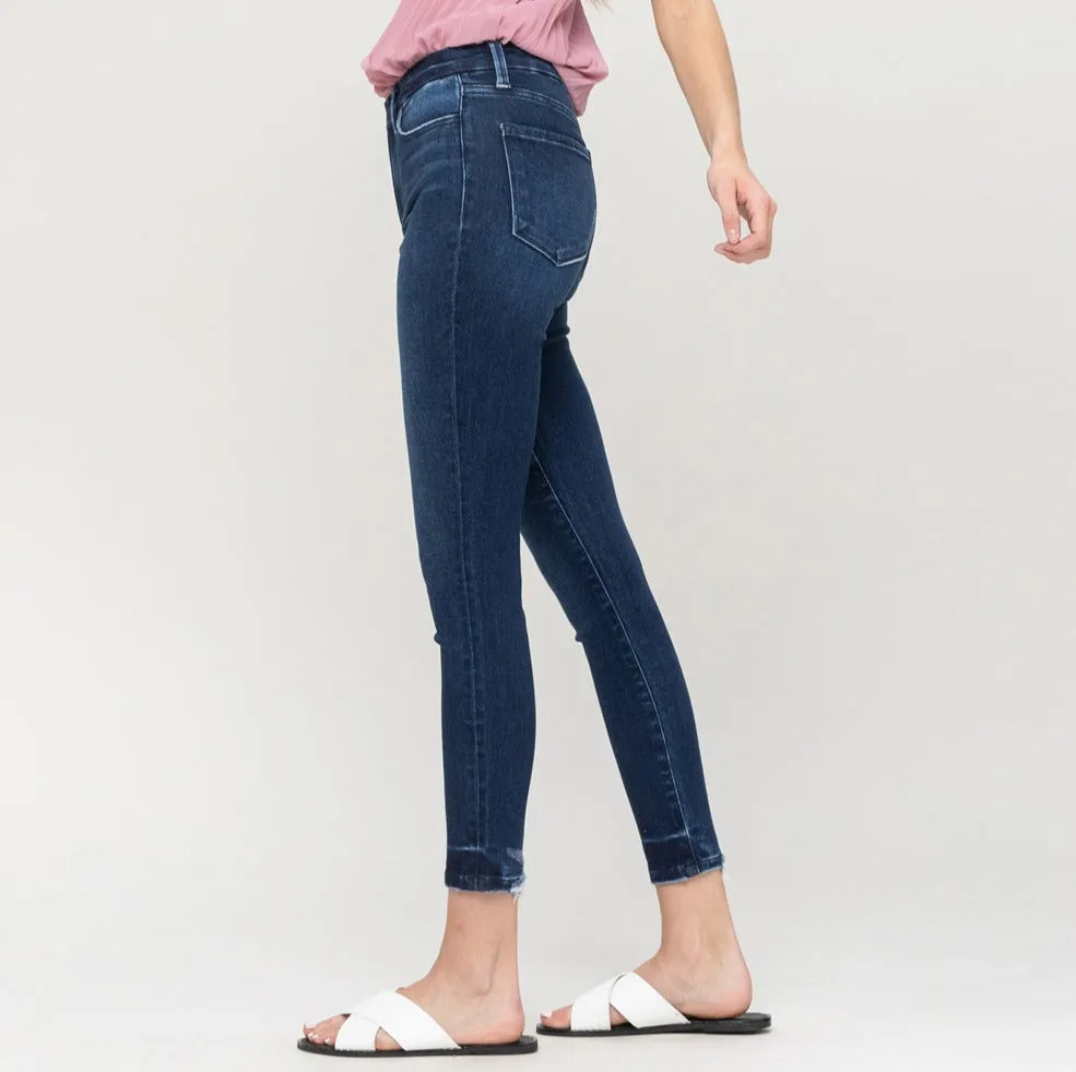 flying monkey: high rise seamless waistband ankle skinny jean - chance