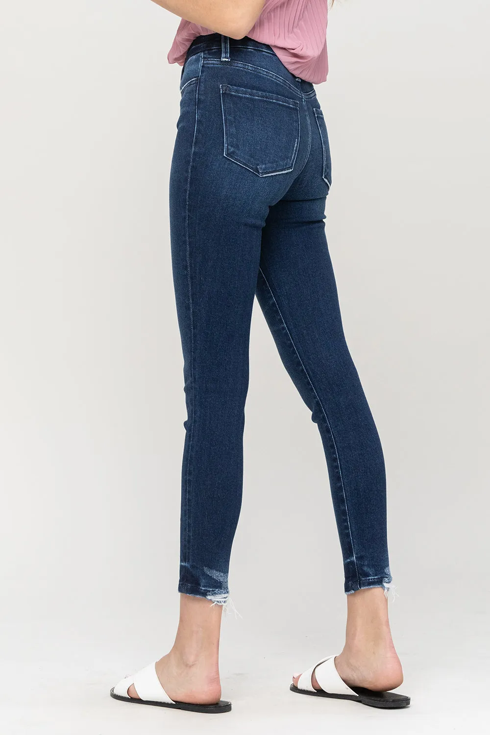 flying monkey: high rise seamless waistband ankle skinny jean - chance