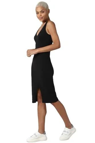 FOREVER 21 women's Cotton Classic Knee-Length Dress (596611_Black