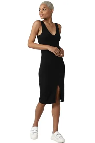 FOREVER 21 women's Cotton Classic Knee-Length Dress (596611_Black