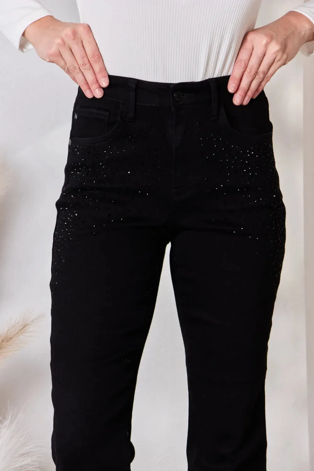 Full Size Rhinestone Embellished Slim Jeans