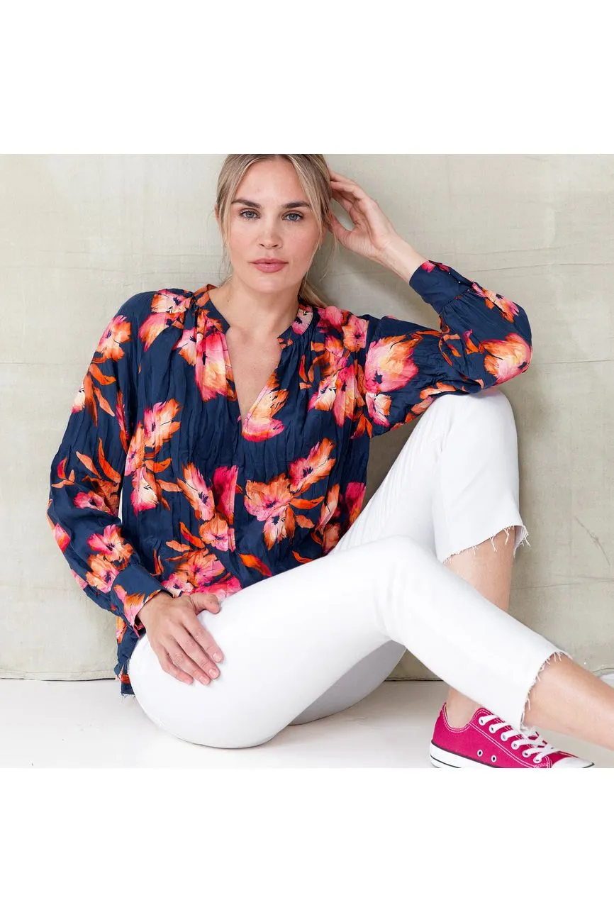 go by Go Silk Go Crease It Up Top T1771-SPEA | Peonies Aover