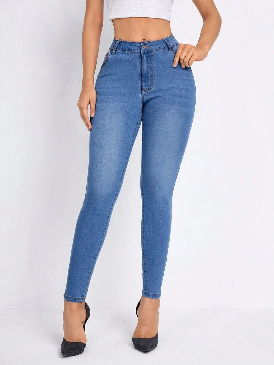 High Rise Skinny Jeans with Pockets