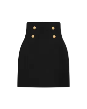 High Waisted 4 Button Wool Mini Skirt