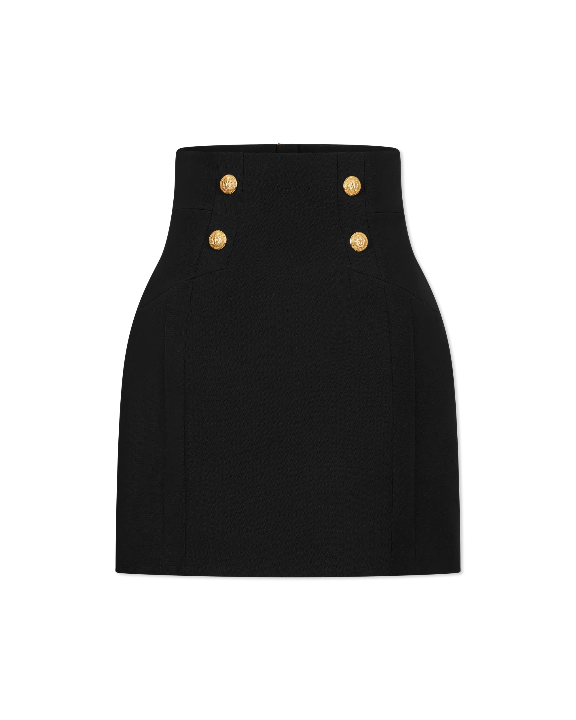 High Waisted 4 Button Wool Mini Skirt