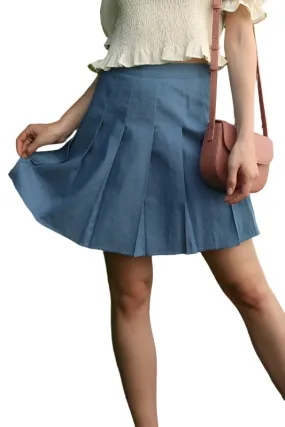 High Waisted Blue Tennis Skirt