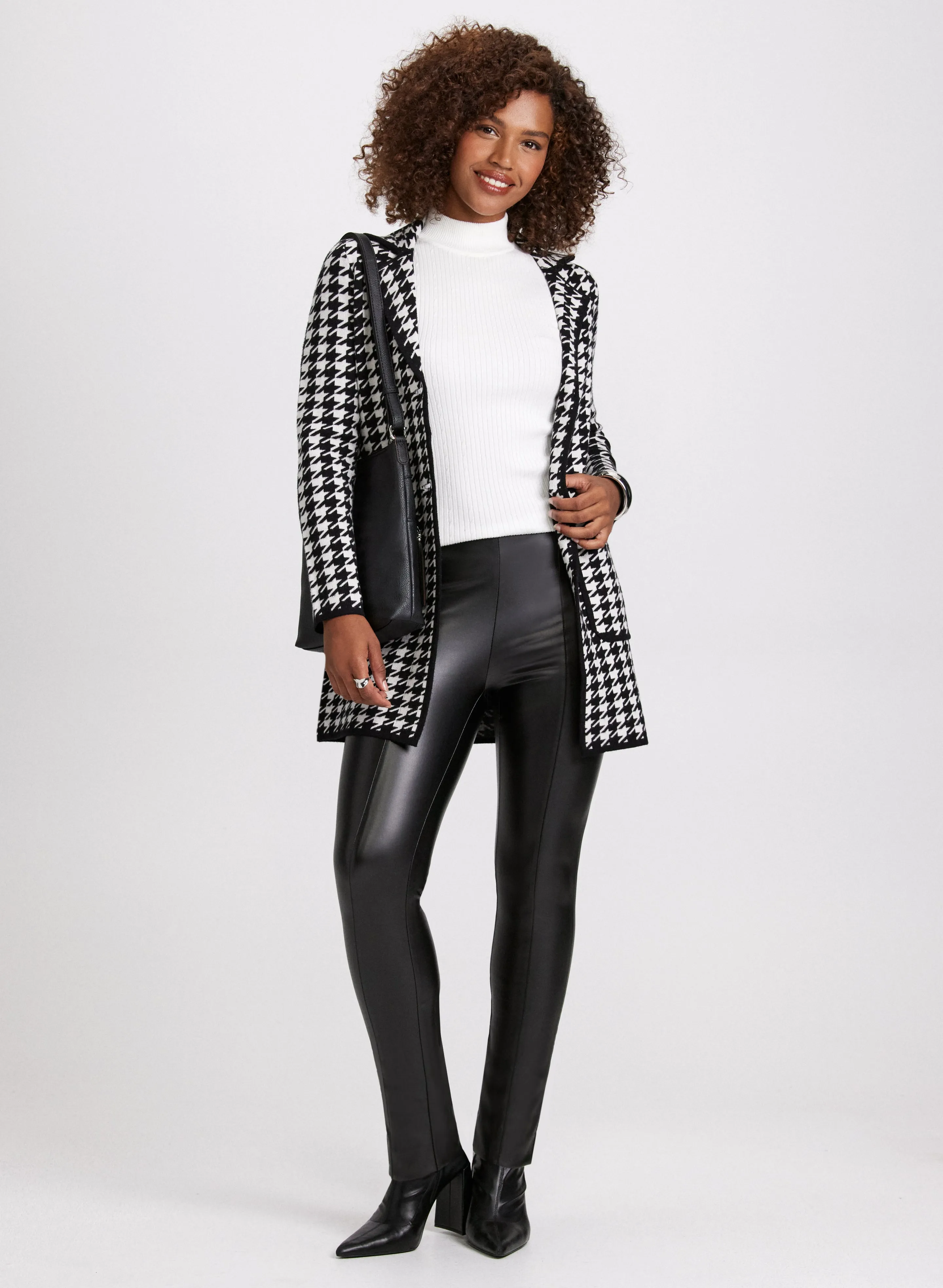 Houndstooth Print Coatigan