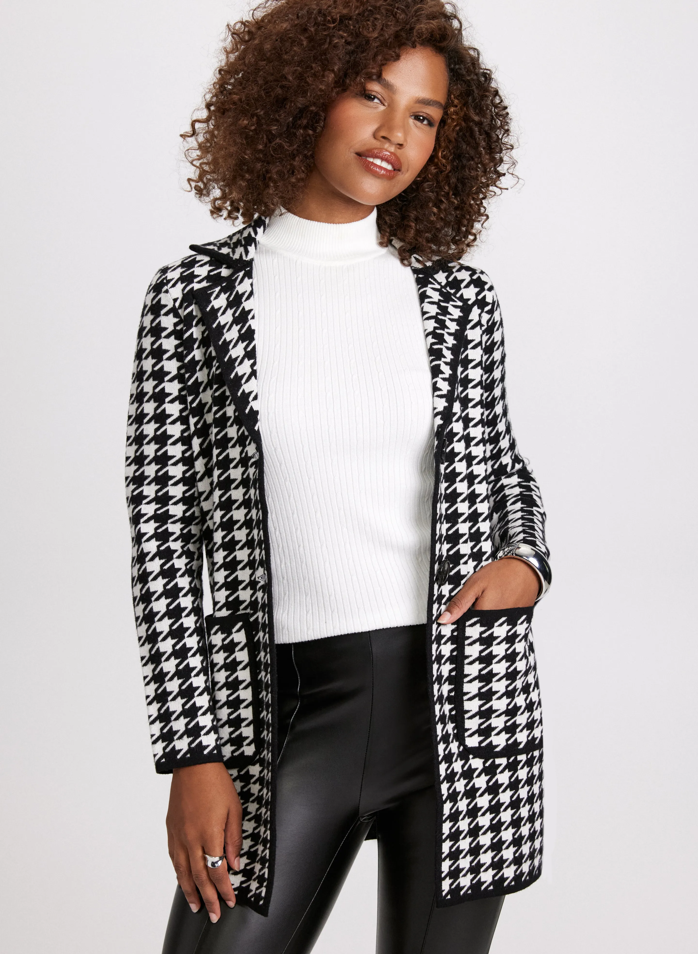 Houndstooth Print Coatigan