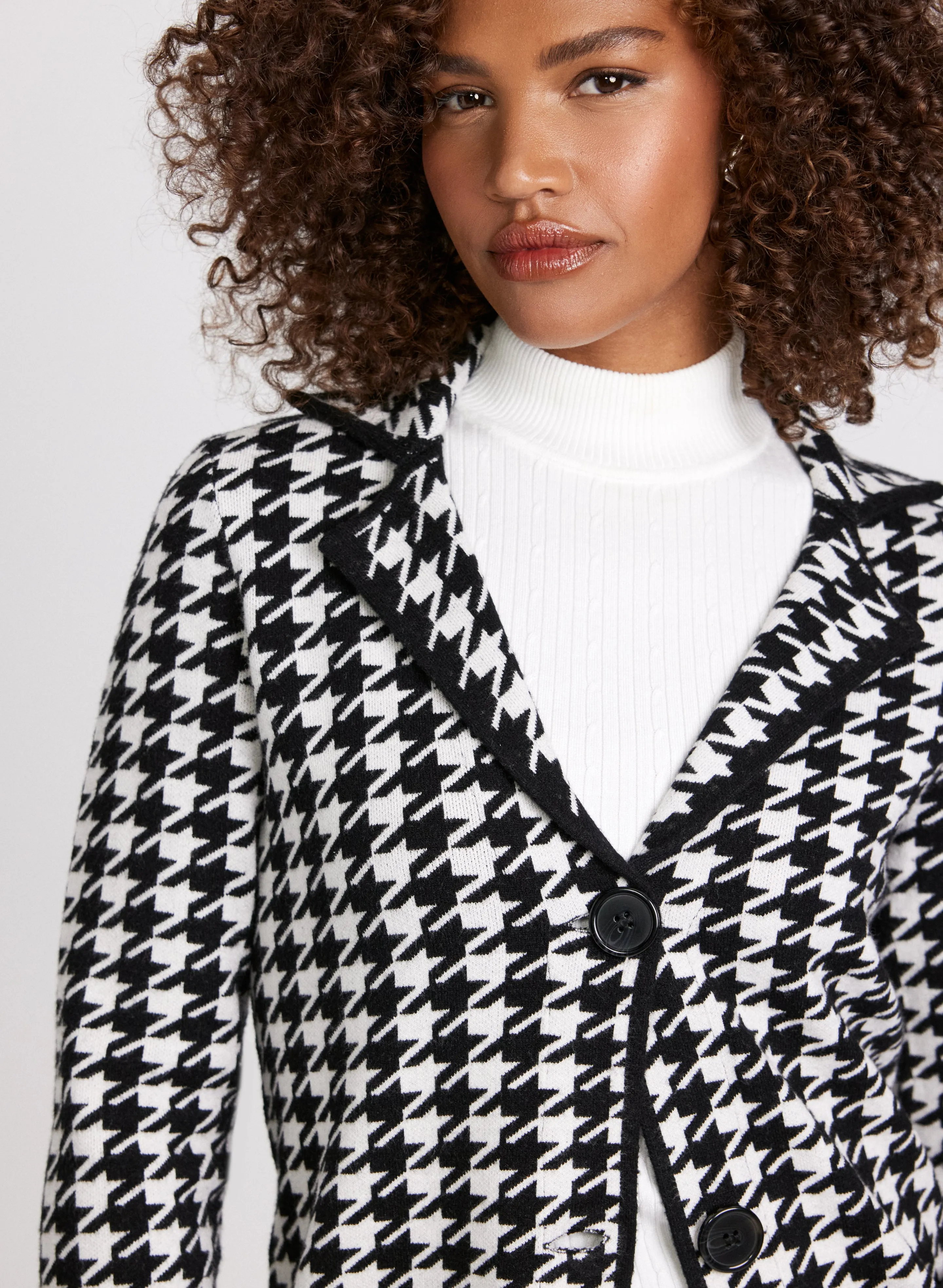 Houndstooth Print Coatigan