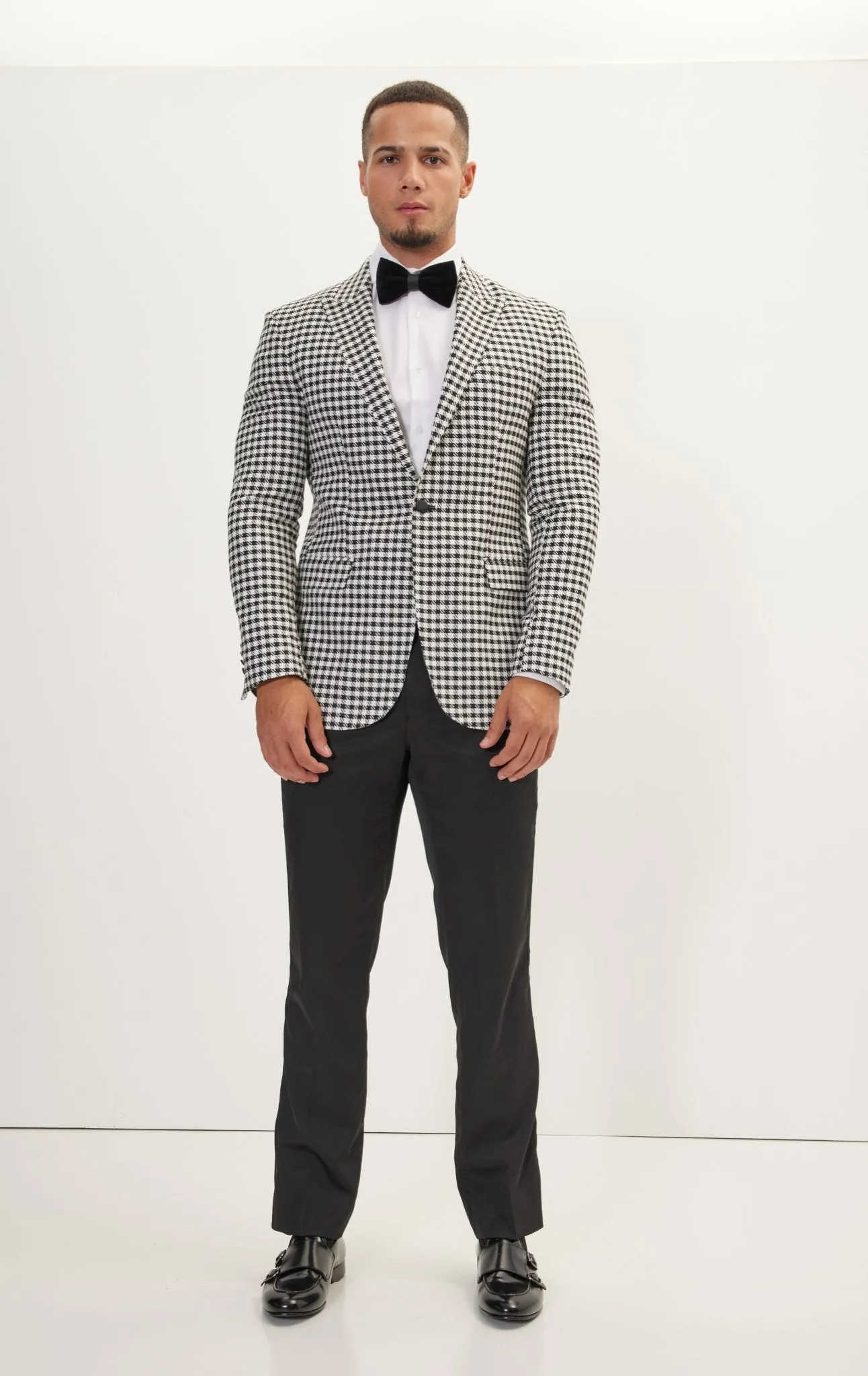 Houndstooth Weaving Peak Lapel Jacket