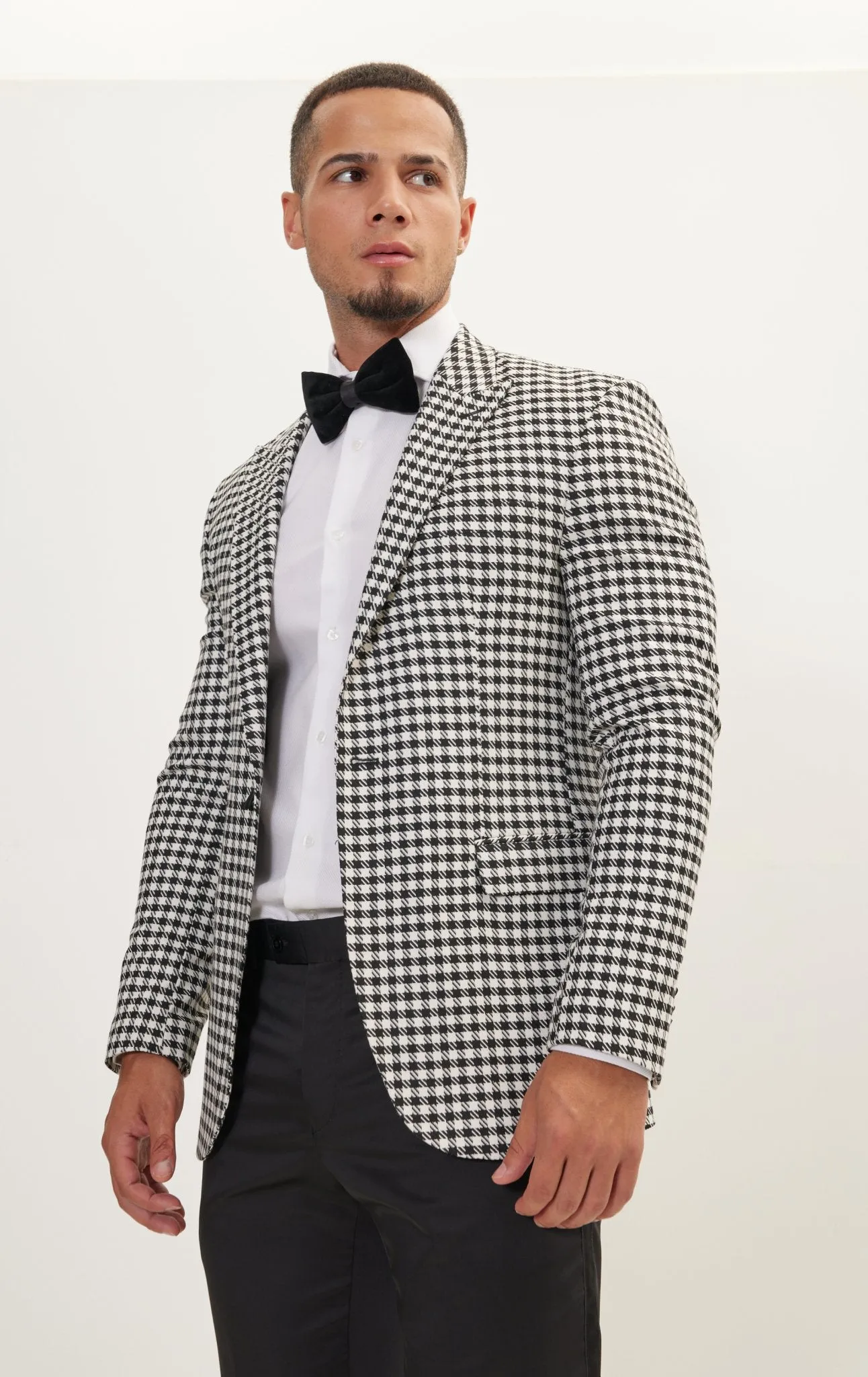 Houndstooth Weaving Peak Lapel Jacket