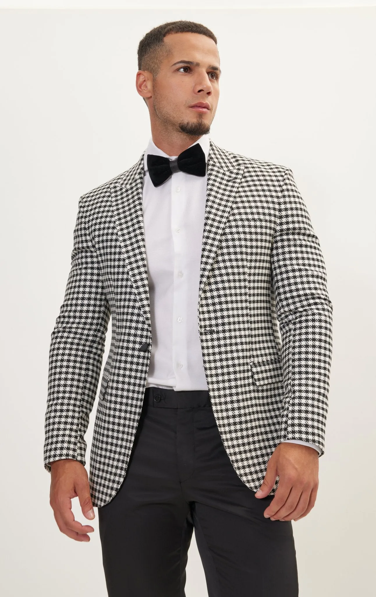 Houndstooth Weaving Peak Lapel Jacket