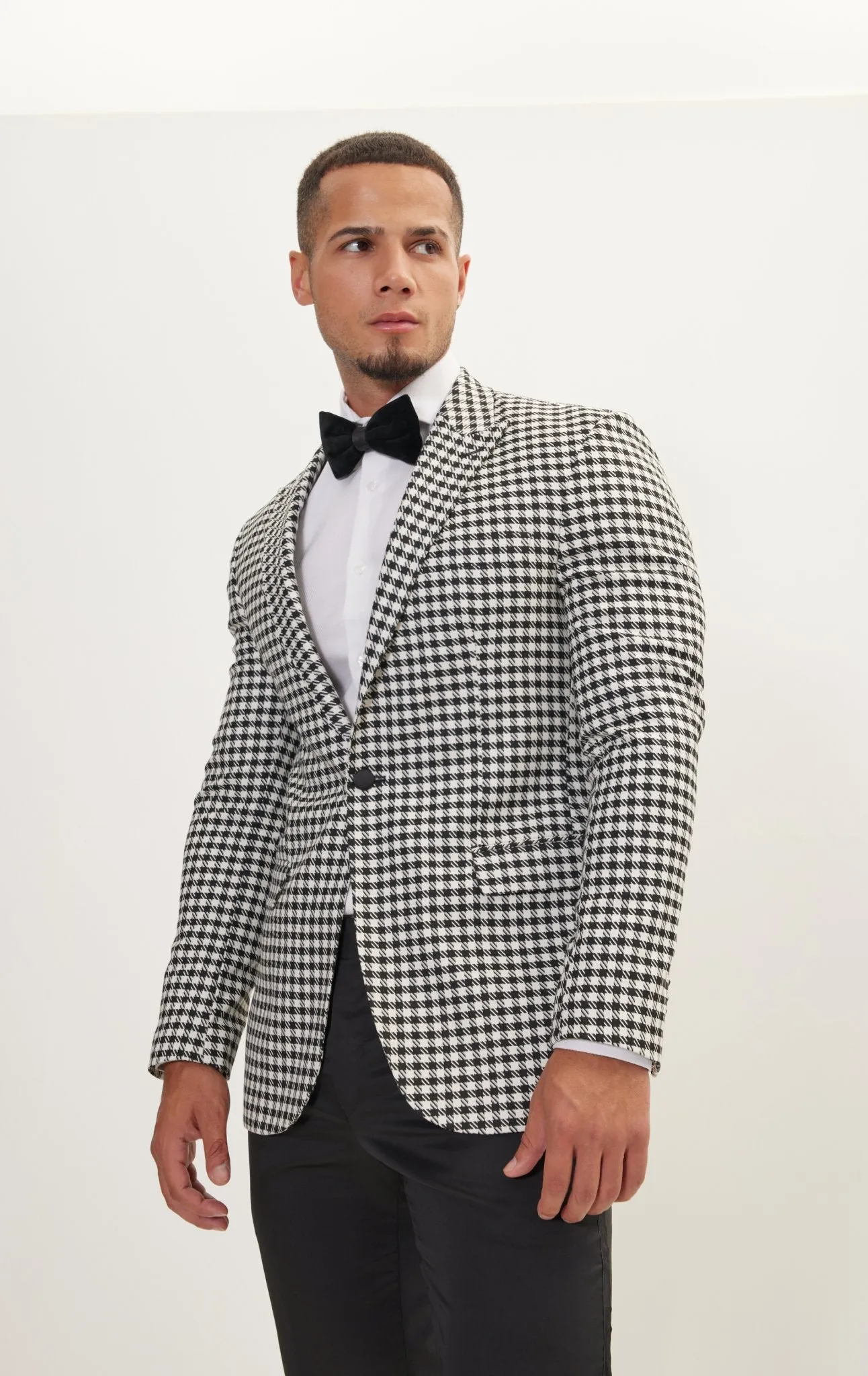 Houndstooth Weaving Peak Lapel Jacket