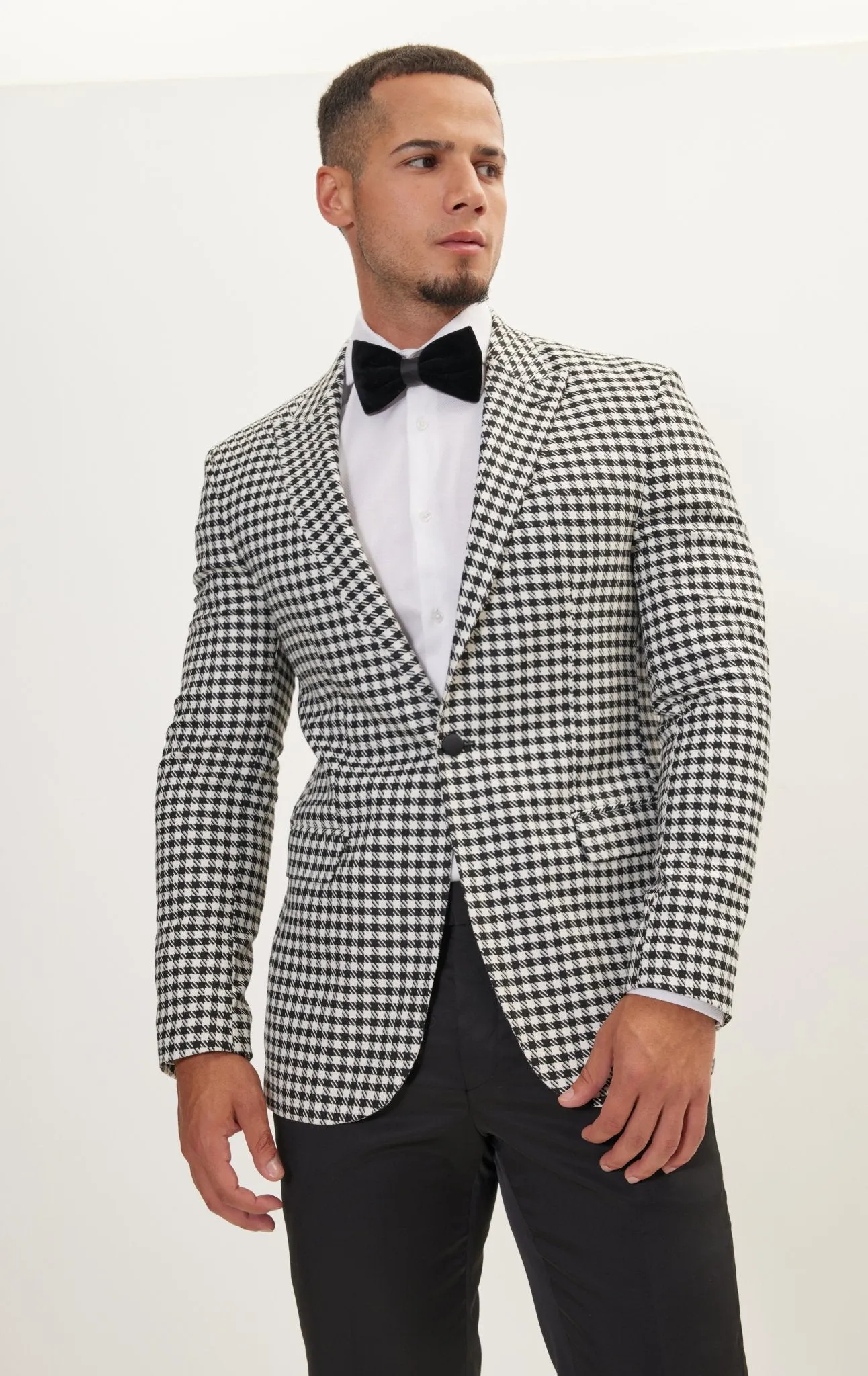 Houndstooth Weaving Peak Lapel Jacket