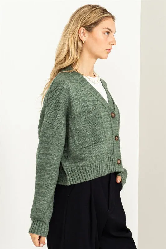 HYFVE Cute Mood Crop Shoulder Cropped Cardigan Sweater