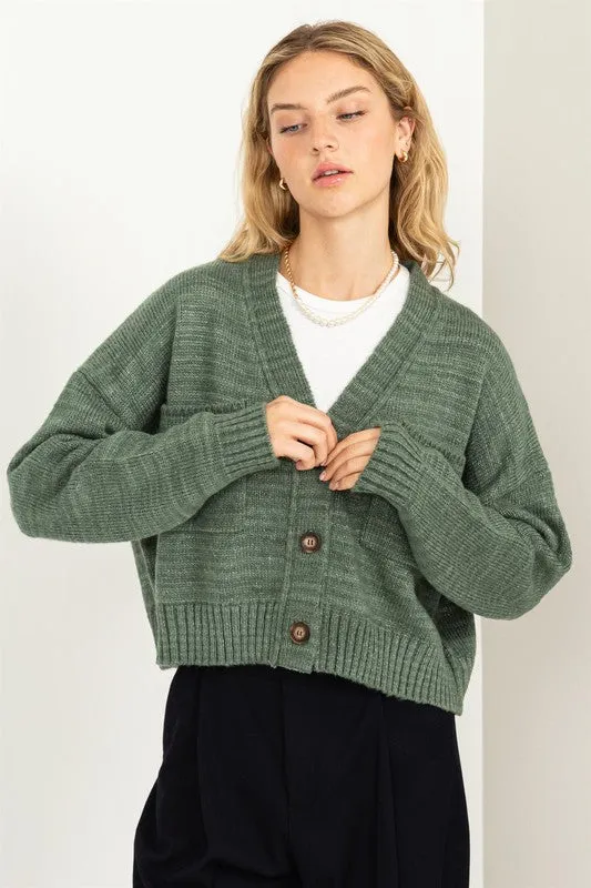 HYFVE Cute Mood Crop Shoulder Cropped Cardigan Sweater