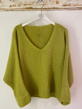 Italian collection mohair v-neck - Lime