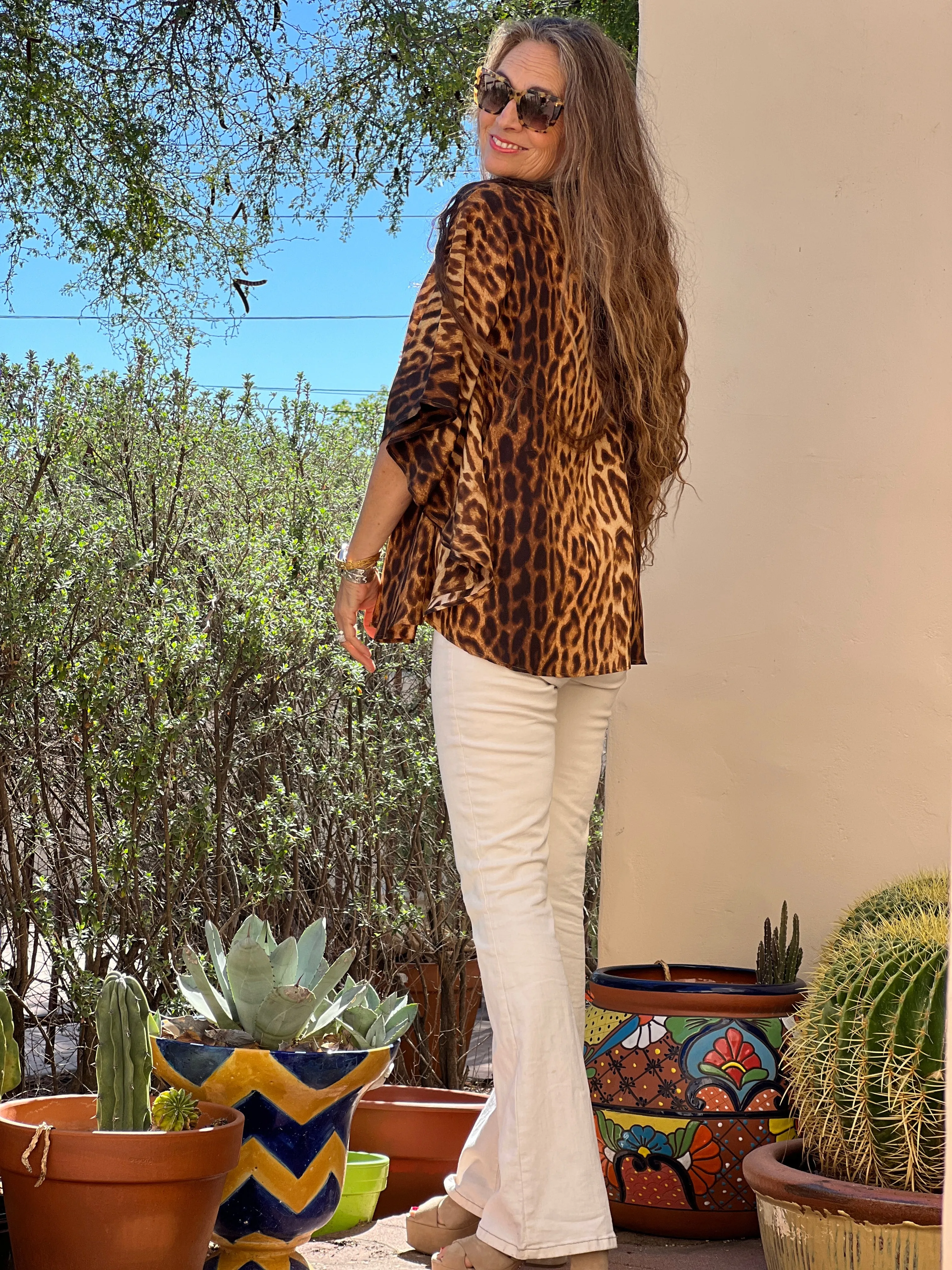 Jeanie Jaguar Italian Silk Poncho