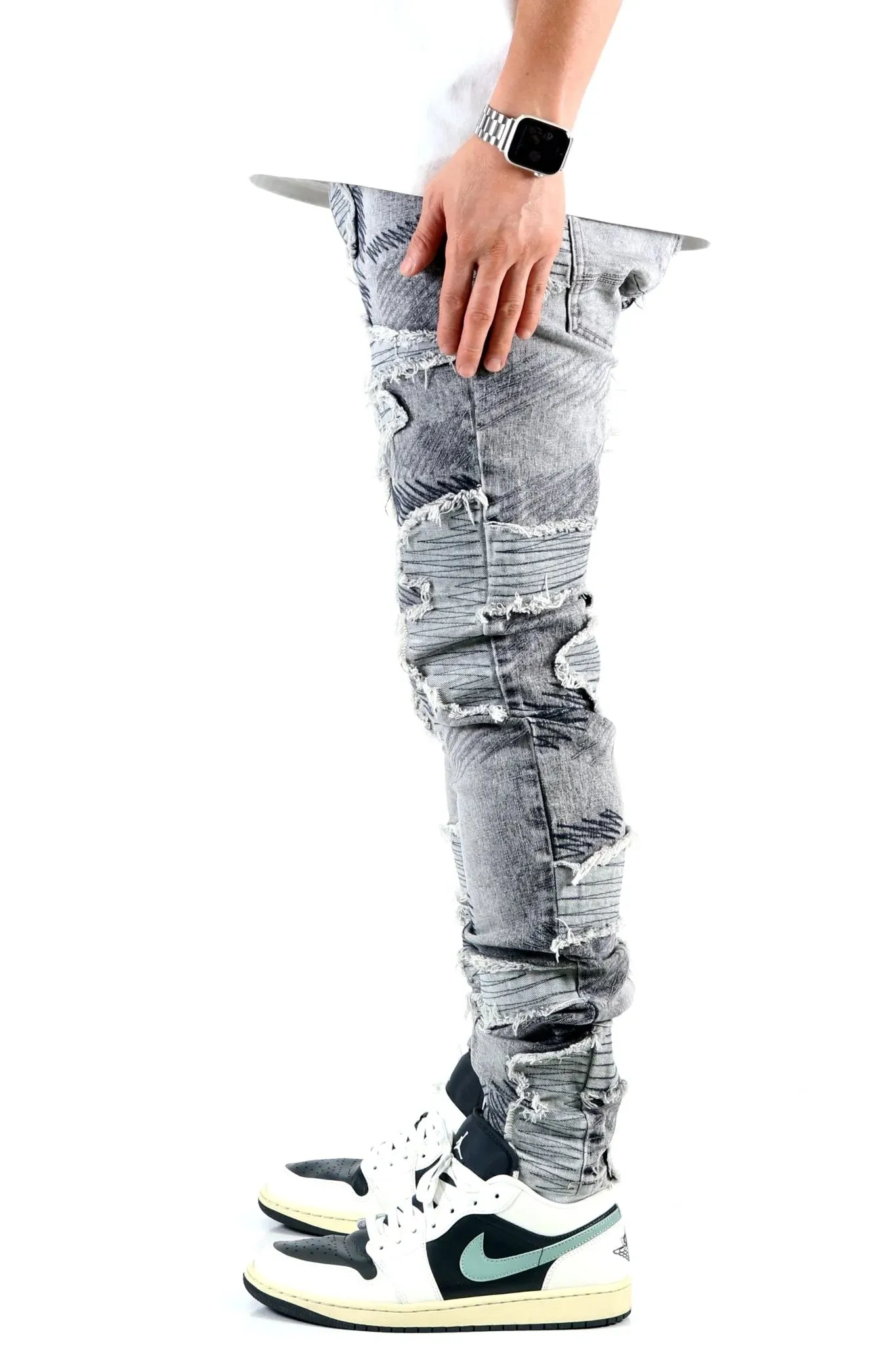 KLEEP Lin Men's Premium Heavy Washed Skinny Denim Pants