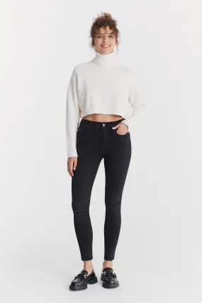 Lina - High Waist Skinny - Black Destroyed