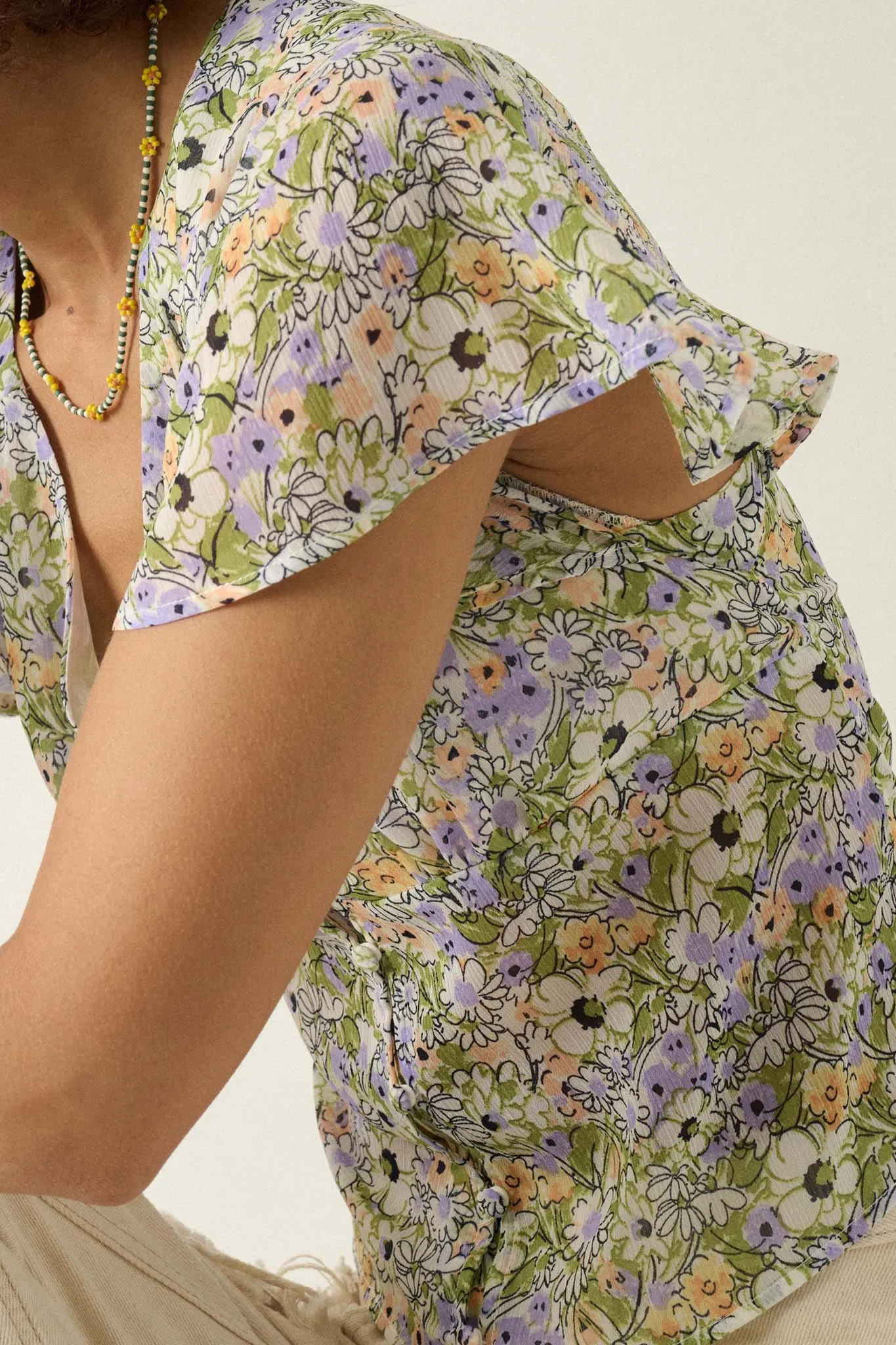 Magic in Bloom Floral Chiffon Button-Front Blouse