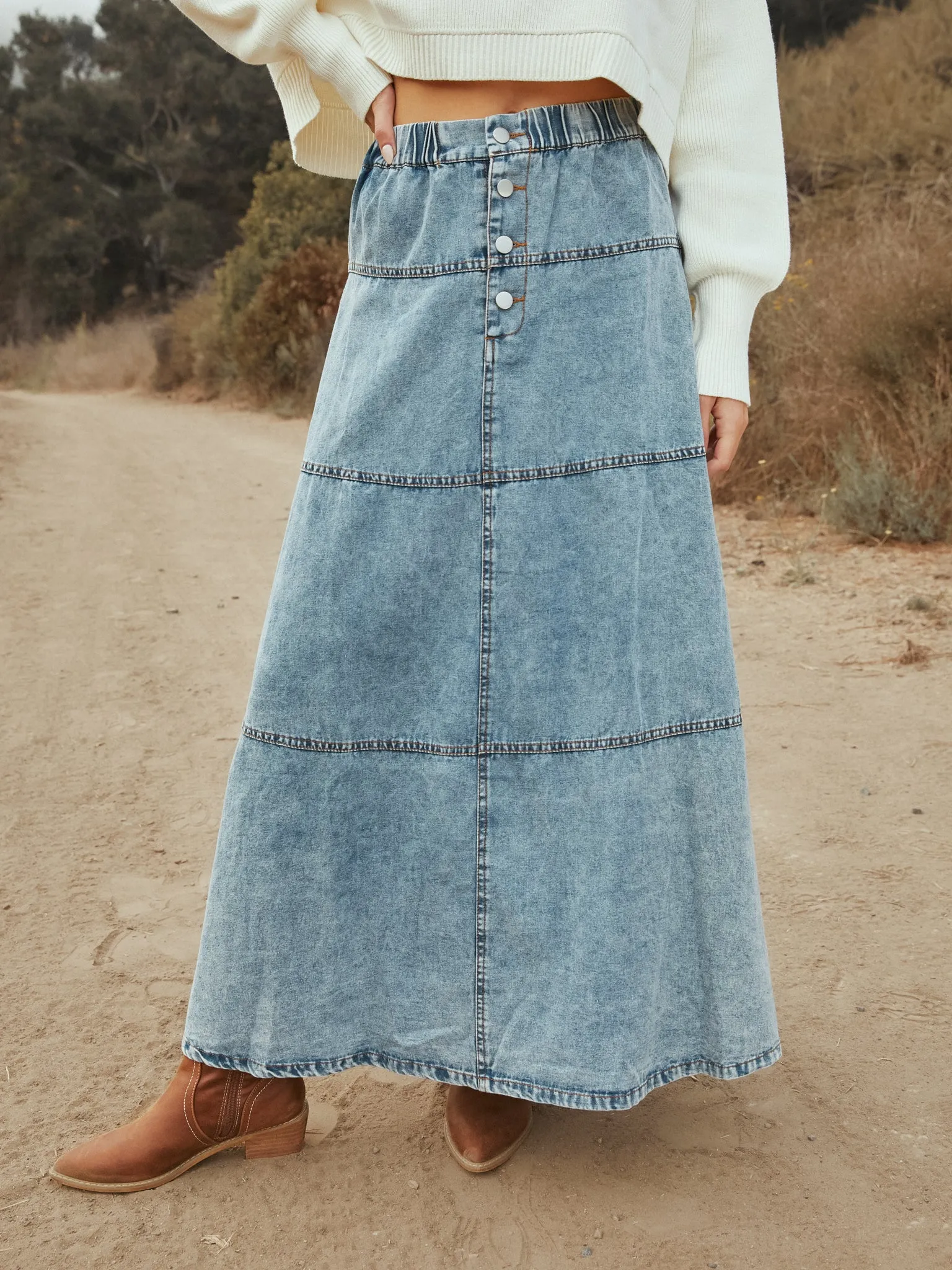 Meadows Denim Maxi Skirt