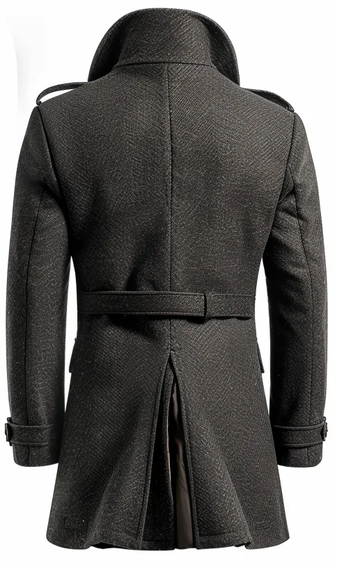 Men Stylish Blackish Grey Wool Coat