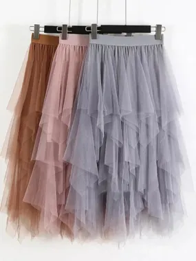 Mesh Multilayered High Waist Fairy Skirt